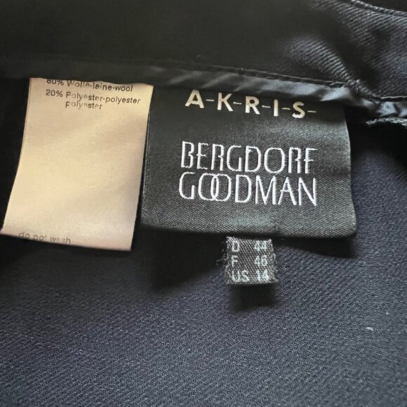 Akris X Bergdorf Goodman Size 14 Black Wool Blend Straight Leg Dress Pants - Picture 2 of 11